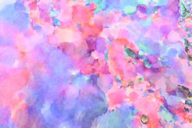 Modern fırça darbeleri. Poster, duvar sanatı, afiş, kart, kitap kapağı veya ambalaj için rahatlatıcı kompozisyonun yumuşak renkli çizimi. Pastel renklerle suluboya.