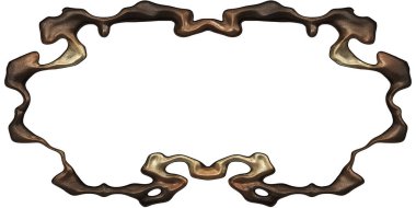 Üç boyutlu metalik illüstrasyon. Beyaz arka planda izole edilmiş fantezi çerçevesi. Davetiyeler, posterler, menü, hatıra defteri ve sunum için mükemmel. Metnin için şablon.