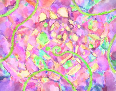 Modern fırça darbeleri. Poster, duvar sanatı, afiş, kart, kitap kapağı veya ambalaj için rahatlatıcı kompozisyonun yumuşak renkli çizimi. Pastel renklerle suluboya.