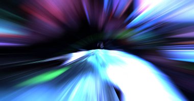 Hızlı yüksek hız bulanıklaştırma arkaplanı. Işık teknolojisi soyut duvar kağıdı. Renkli ışık enerjisi parlamaları. Çarpık grafik hareket arkaplanı. Dinamik patlama flaşı. İvme etkisi.