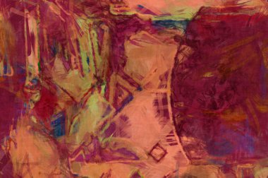 Kaos duvarı sanatı. Sanatsal canlılık ve renkli duvar kâğıdı. Kaotik resim. Taranmış Boyalı Soyut Arkaplan. Fırça darbesi ile boyanmış. Tuval üzerinde etkileyici fırçalanmış resim