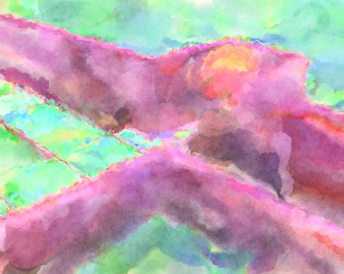 Modern fırça darbeleri. Poster, duvar sanatı, afiş, kart, kitap kapağı veya ambalaj için rahatlatıcı kompozisyonun yumuşak renkli çizimi. Pastel renklerle suluboya.