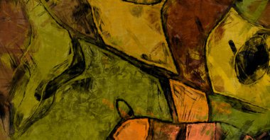 Kaos duvarı sanatı. Sanatsal canlılık ve renkli duvar kâğıdı. Kaotik resim. Taranmış Boyalı Soyut Arkaplan. Fırça darbesi ile boyanmış. Tuval üzerinde etkileyici fırçalanmış resim