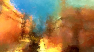 Tuval üzerinde etkileyici fırçalanmış resim. Soyut doku. 2D çizim. Geniş fırça darbeleri. Modern dijital sanat. Çağdaş fırça. Modern ifade. Popüler biçim boyanmış resim.