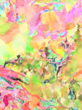 Modern fırça darbeleri. Poster, duvar sanatı, afiş, kart, kitap kapağı veya ambalaj için rahatlatıcı kompozisyonun yumuşak renkli çizimi. Pastel renklerle suluboya.