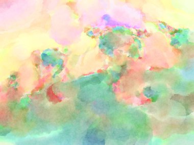 Modern fırça darbeleri. Poster, duvar sanatı, afiş, kart, kitap kapağı veya ambalaj için rahatlatıcı kompozisyonun yumuşak renkli çizimi. Pastel renklerle suluboya.