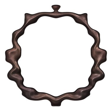 Üç boyutlu metalik illüstrasyon. Beyaz arka planda izole edilmiş fantezi çerçevesi. Davetiyeler, posterler, menü, hatıra defteri ve sunum için mükemmel. Metnin için şablon.