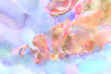 Modern fırça darbeleri. Poster, duvar sanatı, afiş, kart, kitap kapağı veya ambalaj için rahatlatıcı kompozisyonun yumuşak renkli çizimi. Pastel renklerle suluboya.