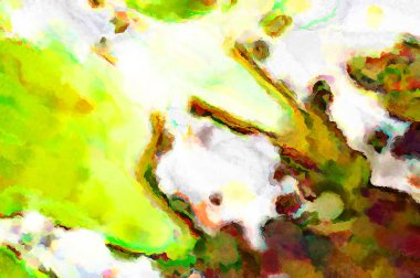 Modern fırça darbeleri. Poster, duvar sanatı, afiş, kart, kitap kapağı veya ambalaj için rahatlatıcı kompozisyonun yumuşak renkli çizimi. Pastel renklerle suluboya.