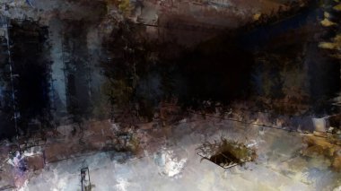 Tuval üzerinde etkileyici fırçalanmış resim. Soyut doku. 2D çizim. Geniş fırça darbeleri. Modern dijital sanat. Çağdaş fırça. Modern ifade. Popüler biçim boyanmış resim.