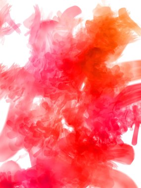 Vahşi ve büyük fırça darbeleri. Beyaz arka planda fırçalanmış soyut resim. Fırça darbesi ile boyanmış. Boya darbeleri. 2B Görüntü.