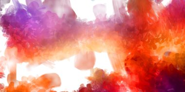 Vahşi ve büyük fırça darbeleri. Beyaz arka planda fırçalanmış soyut resim. Fırça darbesi ile boyanmış. Boya darbeleri. 2B Görüntü.