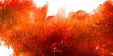 Vahşi ve büyük fırça darbeleri. Beyaz arka planda fırçalanmış soyut resim. Fırça darbesi ile boyanmış. Boya darbeleri. 2B Görüntü.