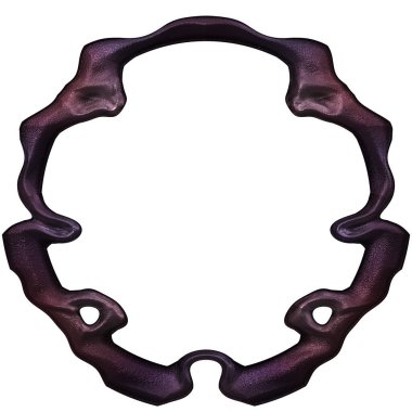 Üç boyutlu metalik illüstrasyon. Beyaz arka planda izole edilmiş fantezi çerçevesi. Davetiyeler, posterler, menü, hatıra defteri ve sunum için mükemmel. Metnin için şablon.