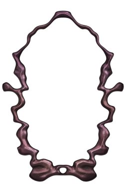 Üç boyutlu metalik illüstrasyon. Beyaz arka planda izole edilmiş fantezi çerçevesi. Davetiyeler, posterler, menü, hatıra defteri ve sunum için mükemmel. Metnin için şablon.