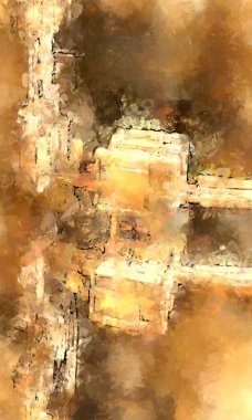 Tuval üzerinde etkileyici fırçalanmış resim. Soyut doku. 2D çizim. Geniş fırça darbeleri. Modern dijital sanat. Çağdaş fırça. Modern ifade. Popüler biçim boyanmış resim.