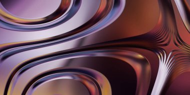 Renkli dalgalı yansıtıcı duvar kağıdının üç boyutlu çizimi. Duvar kağıdı, afiş, arkaplan, kart, kitap kapağı veya web sitesi için grafiksel illüstrasyon. Soyut arkaplan. 