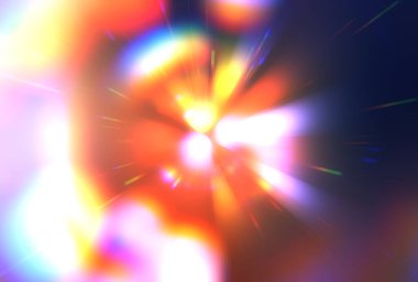 Parlak, canlı ve renkli duvar kağıtları. Parlayan parçacıkları ve çizgileri olan ışık patlaması yıldızı. Güzel soyut ışın arkaplanı.