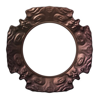 Üç boyutlu metalik illüstrasyon. Beyaz arka planda izole edilmiş fantezi çerçevesi. Davetiyeler, posterler, menü, hatıra defteri ve sunum için mükemmel. Metnin için şablon.