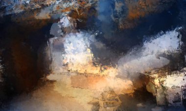 Tuval üzerinde etkileyici fırçalanmış resim. Soyut doku. 2D çizim. Geniş fırça darbeleri. Modern dijital sanat. Çağdaş fırça. Modern ifade. Popüler biçim boyanmış resim.