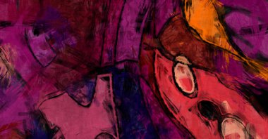 Kaos duvarı sanatı. Sanatsal canlılık ve renkli duvar kâğıdı. Kaotik resim. Taranmış Boyalı Soyut Arkaplan. Fırça darbesi ile boyanmış. Tuval üzerinde etkileyici fırçalanmış resim