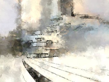 Tuval üzerinde etkileyici fırçalanmış resim. Soyut doku. 2D çizim. Geniş fırça darbeleri. Modern dijital sanat. Çağdaş fırça. Modern ifade. Popüler biçim boyanmış resim.