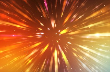 Parlak, canlı ve renkli duvar kağıtları. Parlayan parçacıkları ve çizgileri olan ışık patlaması yıldızı. Güzel soyut ışın arkaplanı.