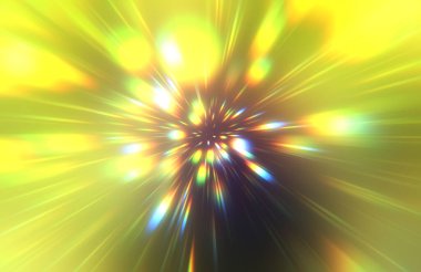 Parlak, canlı ve renkli duvar kağıtları. Parlayan parçacıkları ve çizgileri olan ışık patlaması yıldızı. Güzel soyut ışın arkaplanı.