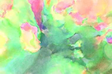 Modern fırça darbeleri. Poster, duvar sanatı, afiş, kart, kitap kapağı veya ambalaj için rahatlatıcı kompozisyonun yumuşak renkli çizimi. Pastel renklerle suluboya.