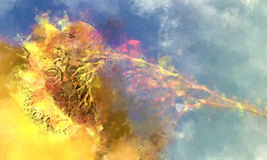 Tuval üzerinde etkileyici fırçalanmış resim. Soyut doku. 2D çizim. Geniş fırça darbeleri. Modern dijital sanat. Çağdaş fırça. Modern ifade. Popüler biçim boyanmış resim.