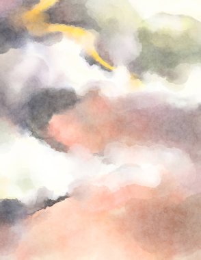 Modern fırça darbeleri. Poster, duvar sanatı, afiş, kart, kitap kapağı veya ambalaj için rahatlatıcı kompozisyonun yumuşak renkli çizimi. Pastel renklerle suluboya.