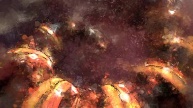 Tuval üzerinde etkileyici fırçalanmış resim. Soyut doku. 2D çizim. Geniş fırça darbeleri. Modern dijital sanat. Çağdaş fırça. Modern ifade. Popüler biçim boyanmış resim.