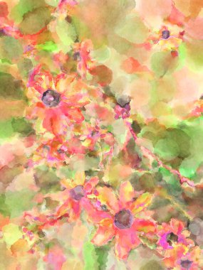 Modern fırça darbeleri. Poster, duvar sanatı, afiş, kart, kitap kapağı veya ambalaj için rahatlatıcı kompozisyonun yumuşak renkli çizimi. Pastel renklerle suluboya.