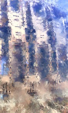 Tuval üzerinde etkileyici fırçalanmış resim. Soyut doku. 2D çizim. Geniş fırça darbeleri. Modern dijital sanat. Çağdaş fırça. Modern ifade. Popüler biçim boyanmış resim.