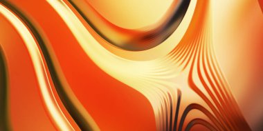 Renkli dalgalı yansıtıcı duvar kağıdının üç boyutlu çizimi. Duvar kağıdı, afiş, arkaplan, kart, kitap kapağı veya web sitesi için grafiksel illüstrasyon. Soyut arkaplan. 