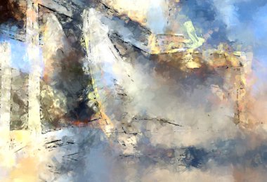 Tuval üzerinde etkileyici fırçalanmış resim. Soyut doku. 2D çizim. Geniş fırça darbeleri. Modern dijital sanat. Çağdaş fırça. Modern ifade. Popüler biçim boyanmış resim.
