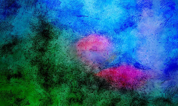 Grungy Ink Sketch Painting Wild Abstract Illustration Background Creative Colorful — Stock Photo, Image