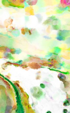 Modern fırça darbeleri. Poster, duvar sanatı, afiş, kart, kitap kapağı veya ambalaj için rahatlatıcı kompozisyonun yumuşak renkli çizimi. Pastel renklerle suluboya.