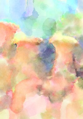 Modern fırça darbeleri. Poster, duvar sanatı, afiş, kart, kitap kapağı veya ambalaj için rahatlatıcı kompozisyonun yumuşak renkli çizimi. Pastel renklerle suluboya.