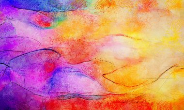 Boya üzerine ekşi mürekkep çizimi. Vahşi soyut illüstrasyon arka planı. Yaratıcı renkli duvar kağıdı. Aşırı kasvetli duvar kapağı. Kaotik resim.