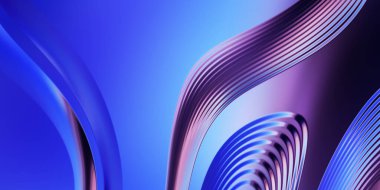 Renkli dalgalı yansıtıcı duvar kağıdının üç boyutlu çizimi. Duvar kağıdı, afiş, arkaplan, kart, kitap kapağı veya web sitesi için grafiksel illüstrasyon. Soyut arkaplan. 