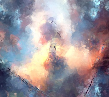 Tuval üzerinde etkileyici fırçalanmış resim. Soyut doku. 2D çizim. Geniş fırça darbeleri. Modern dijital sanat. Çağdaş fırça. Modern ifade. Popüler biçim boyanmış resim.