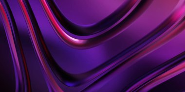 Renkli dalgalı yansıtıcı duvar kağıdının üç boyutlu çizimi. Duvar kağıdı, afiş, arkaplan, kart, kitap kapağı veya web sitesi için grafiksel illüstrasyon. Soyut arkaplan. 