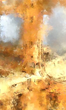 Tuval üzerinde etkileyici fırçalanmış resim. Soyut doku. 2D çizim. Geniş fırça darbeleri. Modern dijital sanat. Çağdaş fırça. Modern ifade. Popüler biçim boyanmış resim.