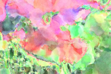 Modern fırça darbeleri. Poster, duvar sanatı, afiş, kart, kitap kapağı veya ambalaj için rahatlatıcı kompozisyonun yumuşak renkli çizimi. Pastel renklerle suluboya.