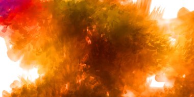 Vahşi ve büyük fırça darbeleri. Beyaz arka planda fırçalanmış soyut resim. Fırça darbesi ile boyanmış. Boya darbeleri. 2B Görüntü.