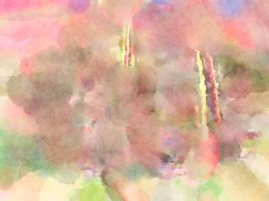 Modern fırça darbeleri. Poster, duvar sanatı, afiş, kart, kitap kapağı veya ambalaj için rahatlatıcı kompozisyonun yumuşak renkli çizimi. Pastel renklerle suluboya.