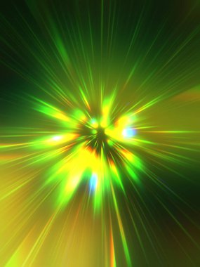 Parlak, canlı ve renkli duvar kağıtları. Parlayan parçacıkları ve çizgileri olan ışık patlaması yıldızı. Güzel soyut ışın arkaplanı.