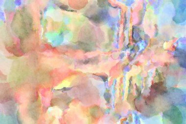 Modern fırça darbeleri. Poster, duvar sanatı, afiş, kart, kitap kapağı veya ambalaj için rahatlatıcı kompozisyonun yumuşak renkli çizimi. Pastel renklerle suluboya.