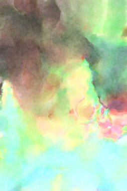 Modern fırça darbeleri. Poster, duvar sanatı, afiş, kart, kitap kapağı veya ambalaj için rahatlatıcı kompozisyonun yumuşak renkli çizimi. Pastel renklerle suluboya.